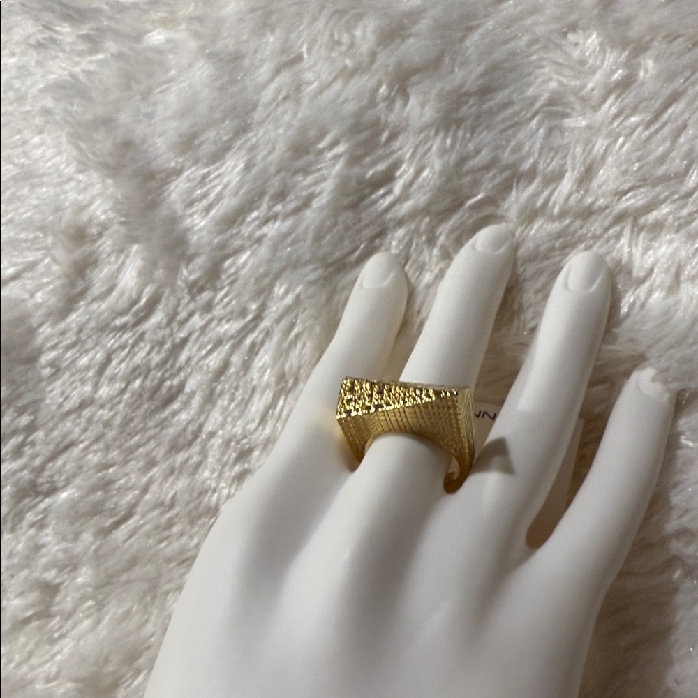 French Connection Gold-Tone Textured Ring - Picture 2 of 4